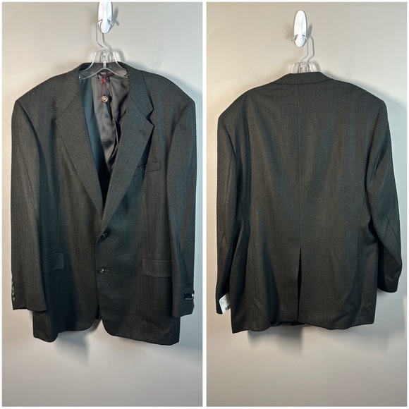 NWT Hart Schaffner & Marx Gray 100% Lambswool Sports Coat Blazer Size 46R